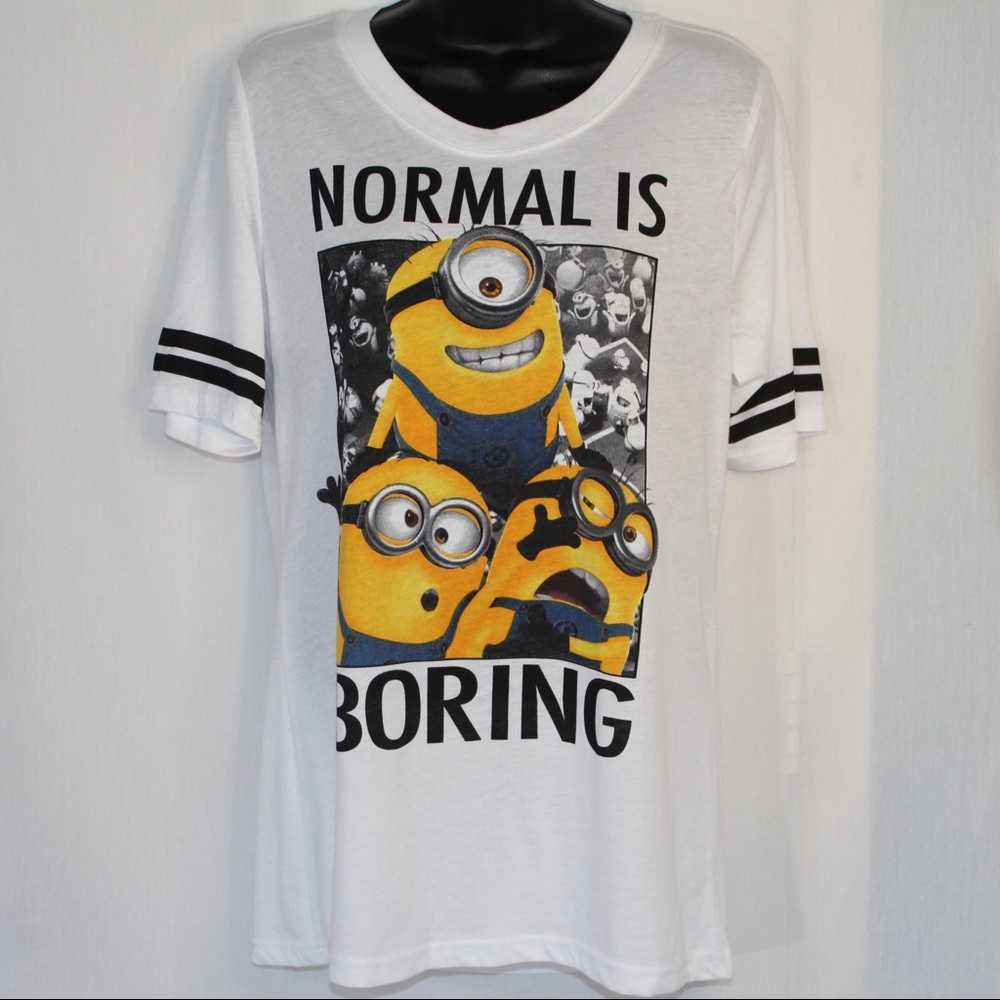 Minion Made Dispicable Me T-shirt White Normal Is Boring Disney Graphic Tee